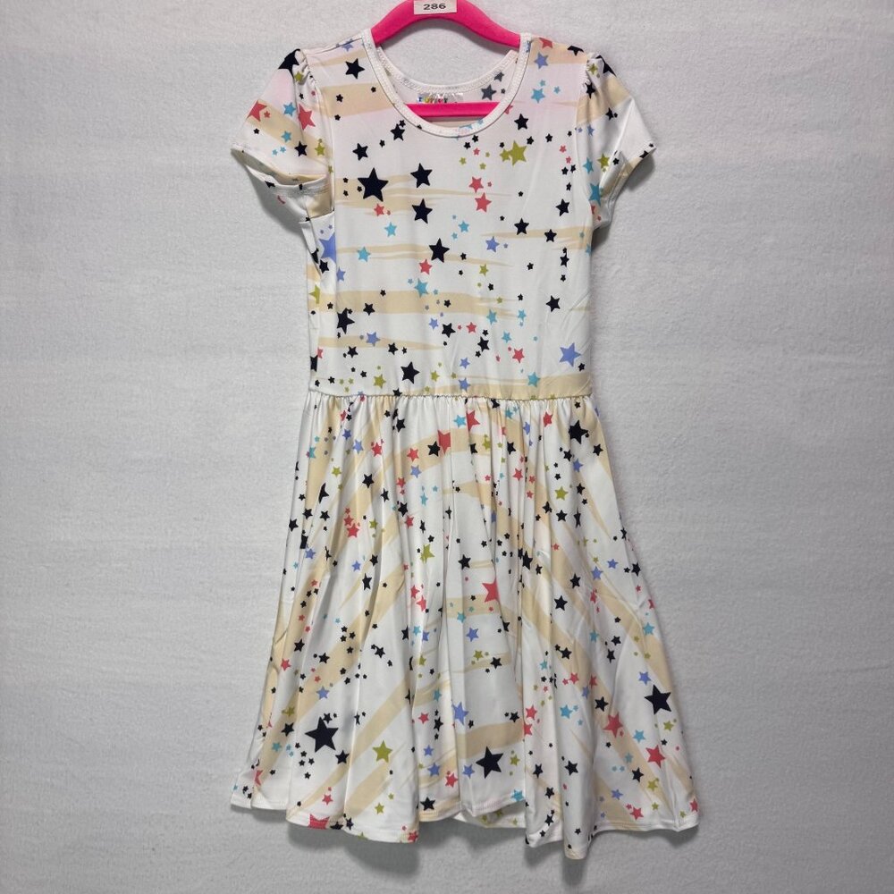 Girls Dress Size 7 DotDotSmile Short Sleeve Multi Color Stars New With Tags